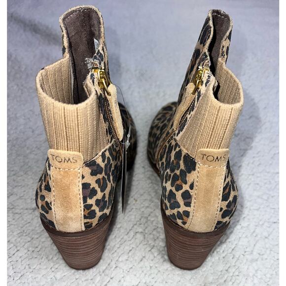 TOMS Sadie Leopard-Cheetah Round Toe Bootie Casual Boots Ankle Mid Heel - sz 7.5 - Picture 4 of 12